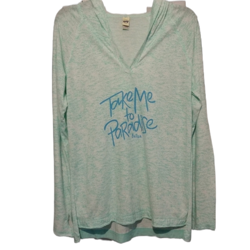 New Kavio HiLo "Take Me To Paradise" Hoodie Sz Large Green& White